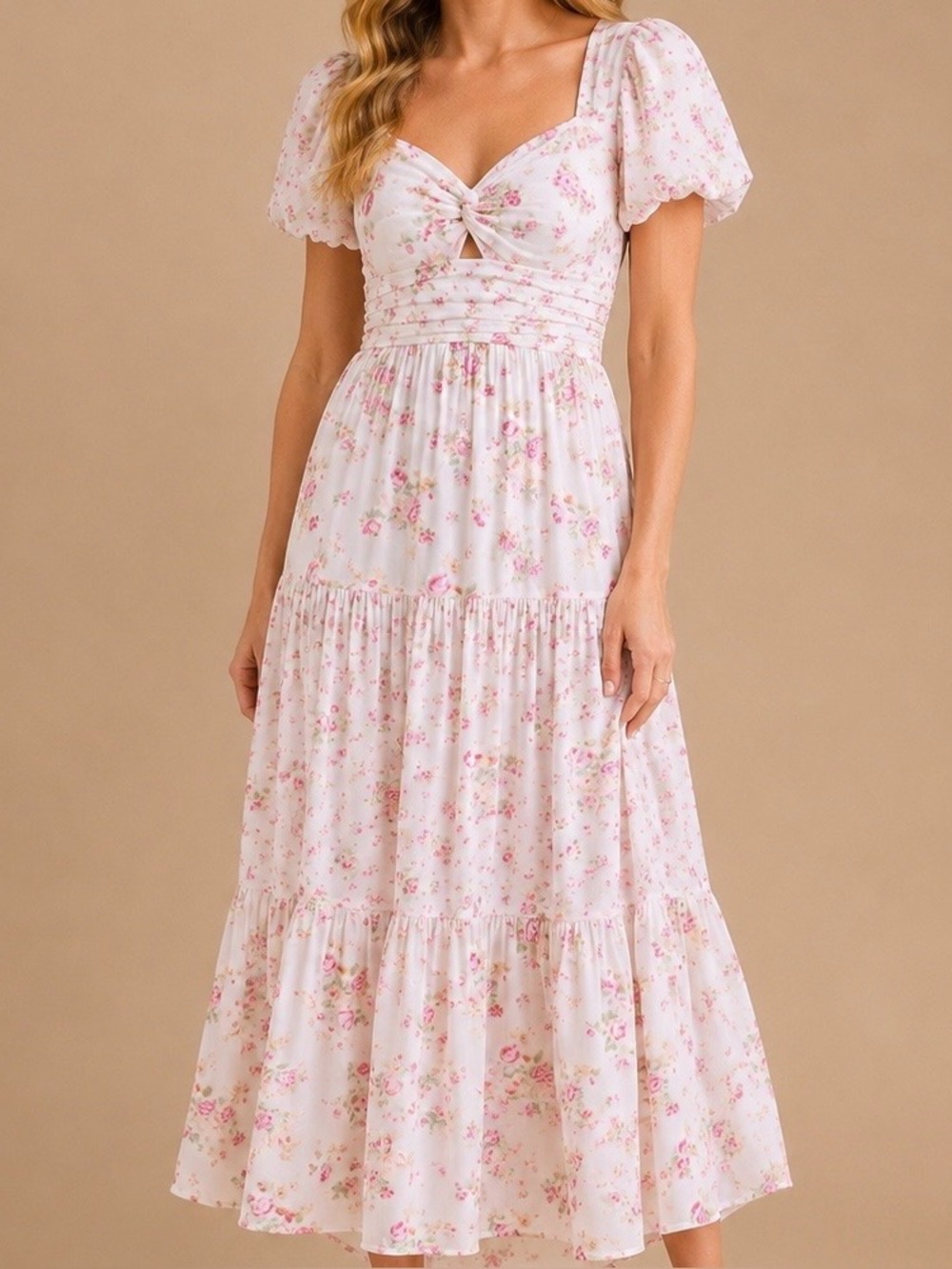NEW Altar’d State White and Pink Solana Floral Maxi Dress Size M Available